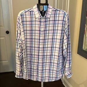 Classic Plaid Button-Down Shirt - Blue, Pink, White